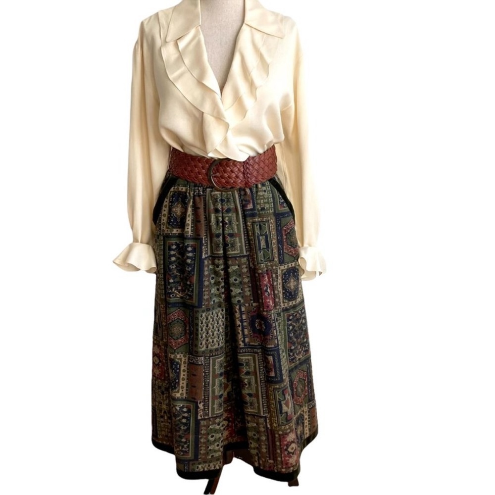 Vintage Quilted Patchwork Midi Skirt Size 4 (36)  Made In Austria